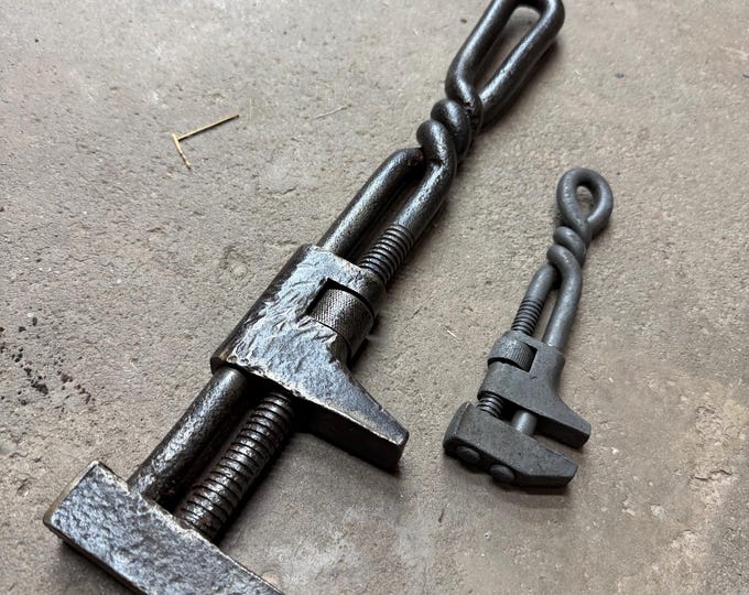 Vintage Twist Handle Monkey Wrenches, Forged Decorative Tools