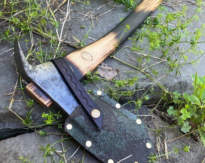 Vintage Chicago Ice Co Ice Axe, with Handmade Stingray Leather Sheath