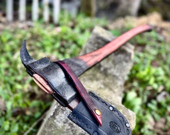 Vintage Gifford Wood Co Ice Axe, Hand Forged Ice Harvesting Tool, Leather Sheath