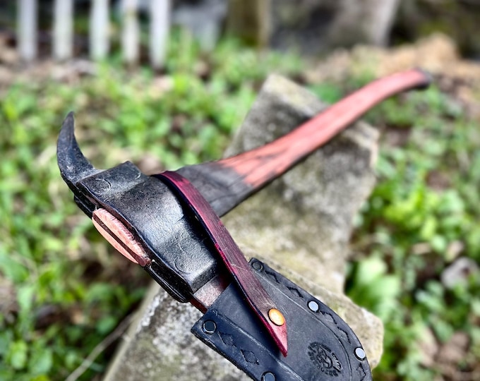 Vintage Gifford Wood Co Ice Axe, Hand Forged Ice Harvesting Tool, Leather Sheath