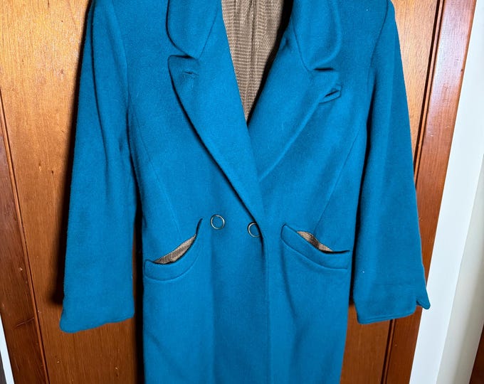 Vintage Ashley Scott Blue Wool Suit Jacket Womens