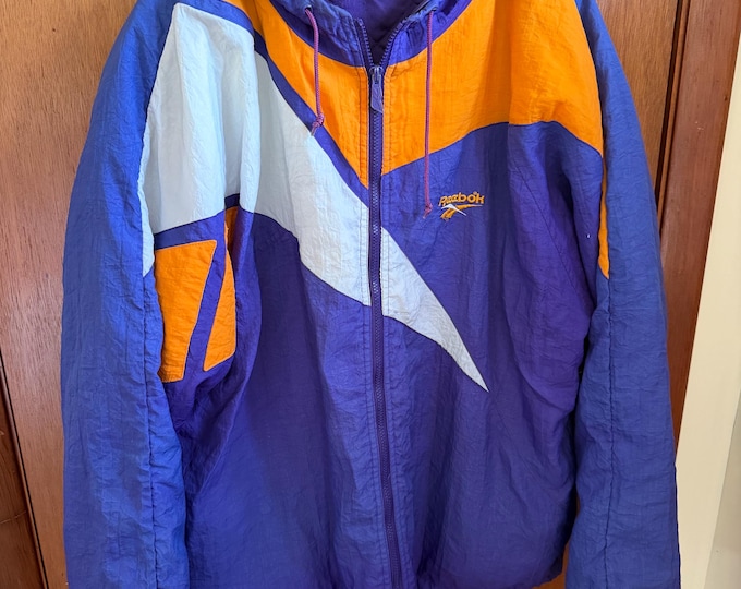Vintage Reebok Purple, Orange, and White Winter Coat/Jacket, Size Men’s Large