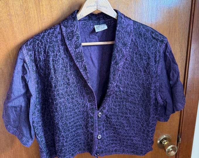 Vintage 1970s Purple Button Up Magic Brand Size Large Shirt