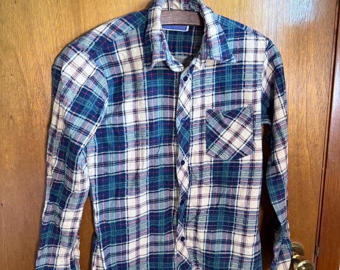 Vintage Fort Dodge Flannel Shirt Button Up, Kids Size 14