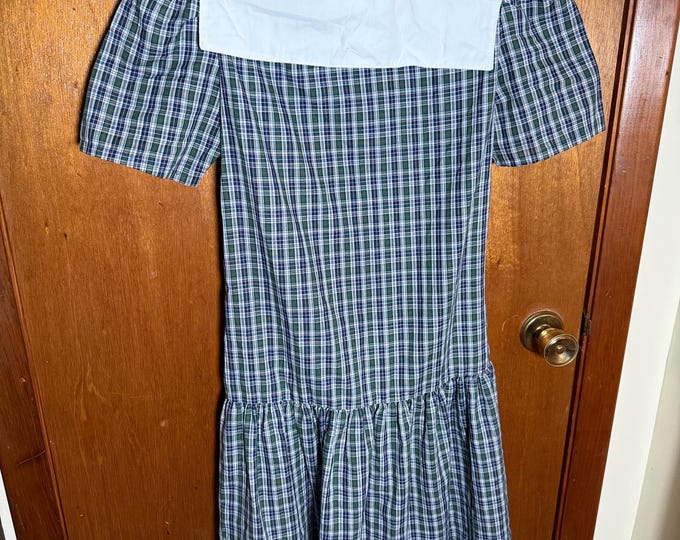 Vintage Blue, Green, and White Southern Women’s Dress, size 15? Union Made