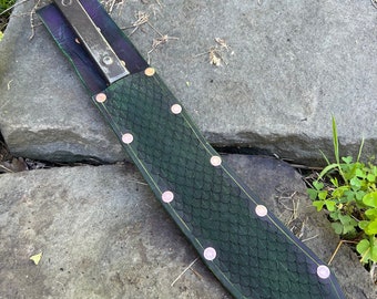 Vintage Handmade Knife, with scaled leather sheath