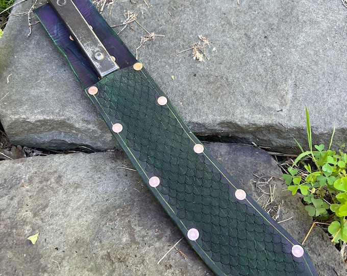 Vintage Handmade Knife, with scaled leather sheath