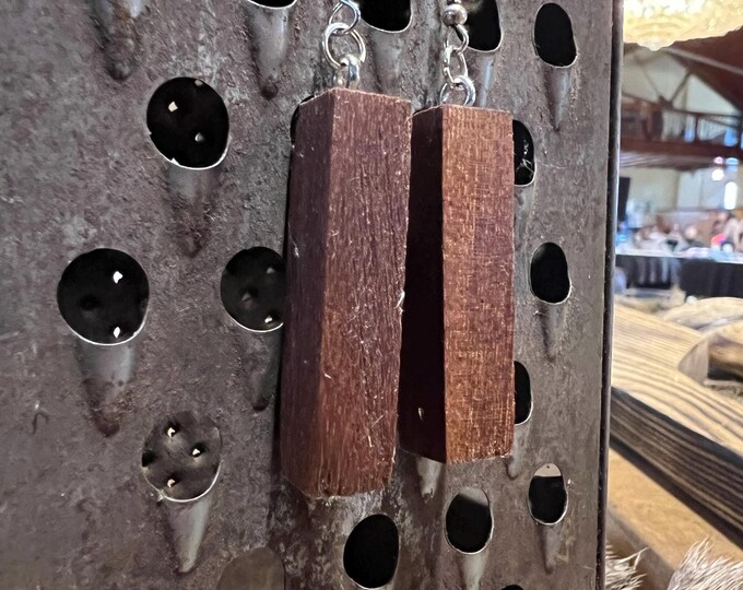 Handmade Wooden Pillar Earrings