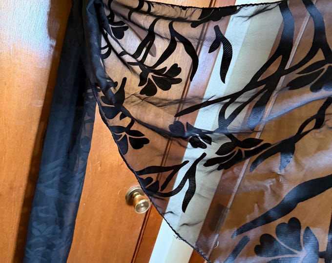 Vintage Sheer Scarf, Black Lacey
