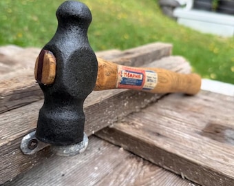 Vintage Hand Forged Ball-peen Hammer, with New Old Stock Mohawk Hickory Handle