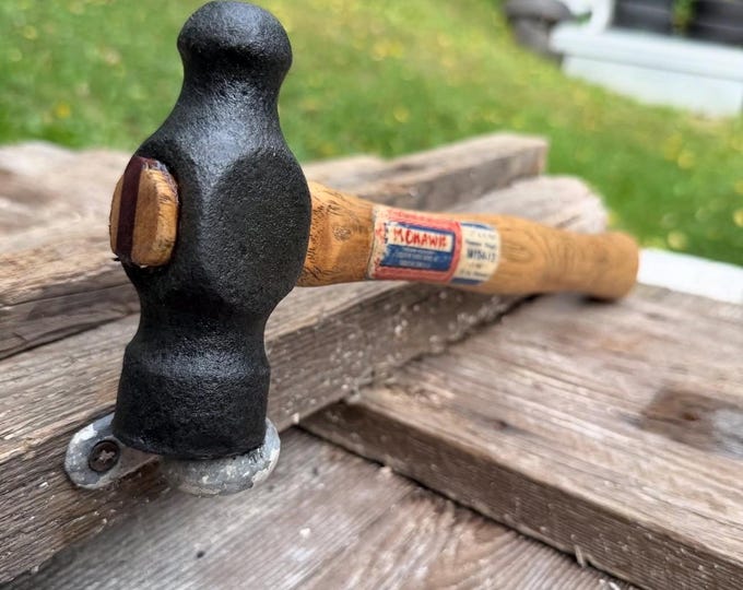 Vintage Hand Forged Ball-peen Hammer, with New Old Stock Mohawk Hickory Handle