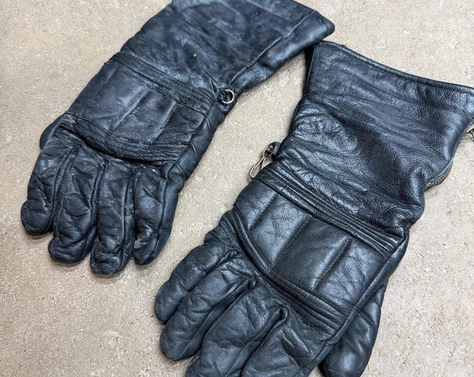 Vintage Size Medium Leather Snowmobile/Motorcycle Riding Gloves