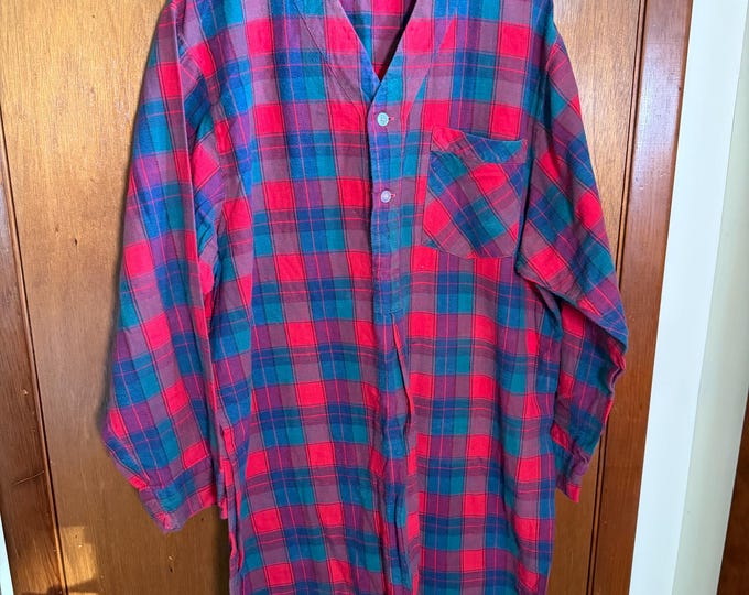 Vintage Sea Island Loungewear Size Womens XL Flannel Red Long Sleeve Dress