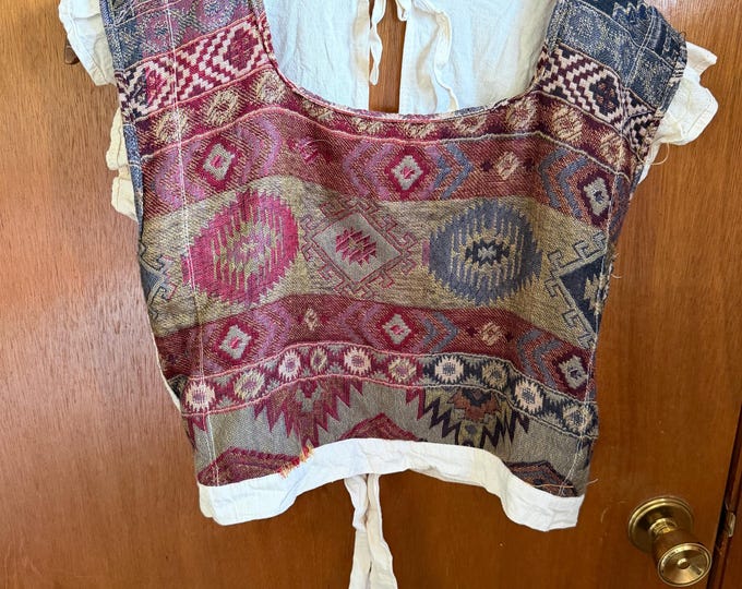 Vintage Womens Tie-On Vest Top, Ren Fair Cosplay Victorian Costume Shirt