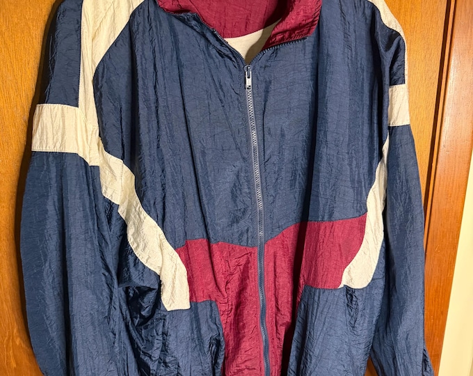 Vintage Winner Size Large Red, White, & Blue Windbreaker Jacket Zip Up 1980s