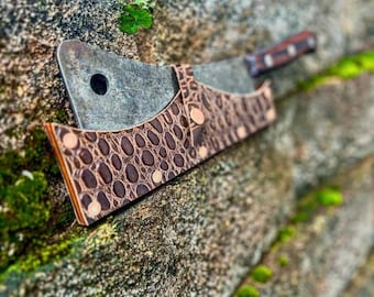 Vintage Restored Cleaver with Crocodile/Alligator Leather Sheath
