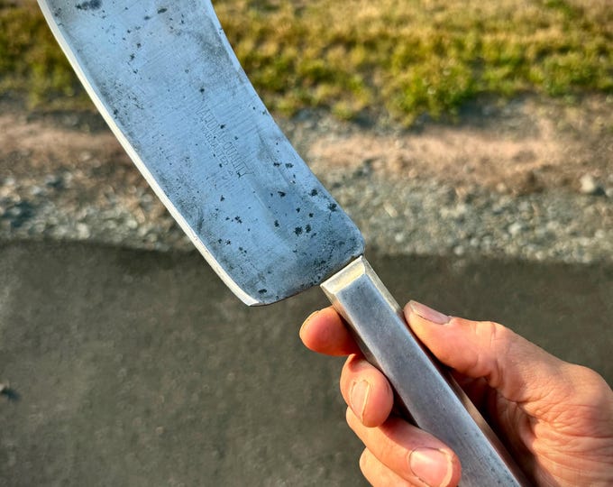 Vintage Aluminum-Handled Cleaver, Meat Butcher Tool, Culinary Cooking Blade