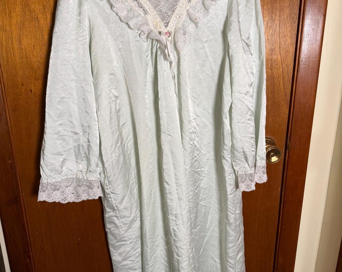 Vintage Sabrina by Mervyn’s Nightgown, Off-White, Floral