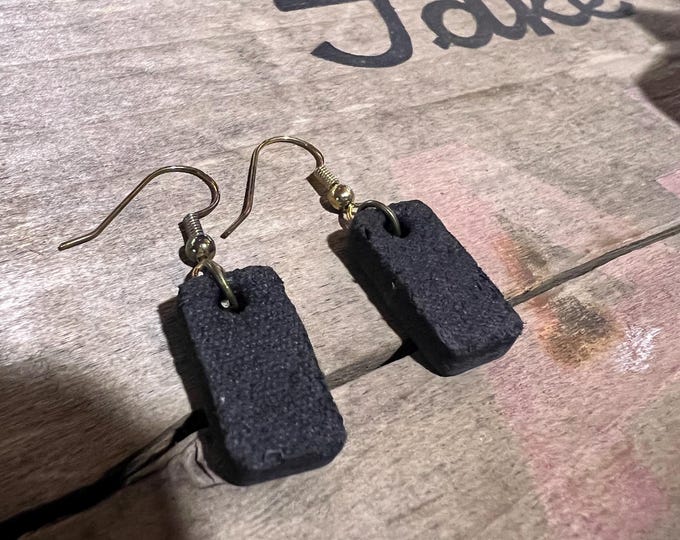 Handmade Black Leather Earrings