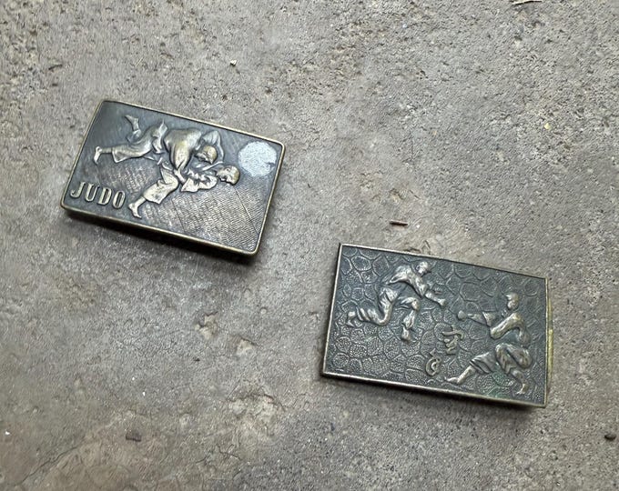 Vintage Judo Training Brass Belt Buckles