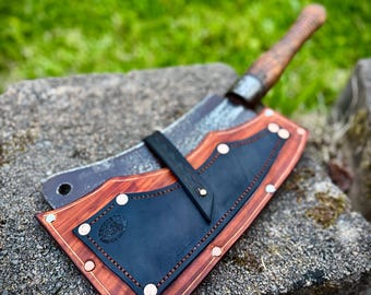 Vintage Beatty Hog Splitter with Handmade Leather Stacked Sheath