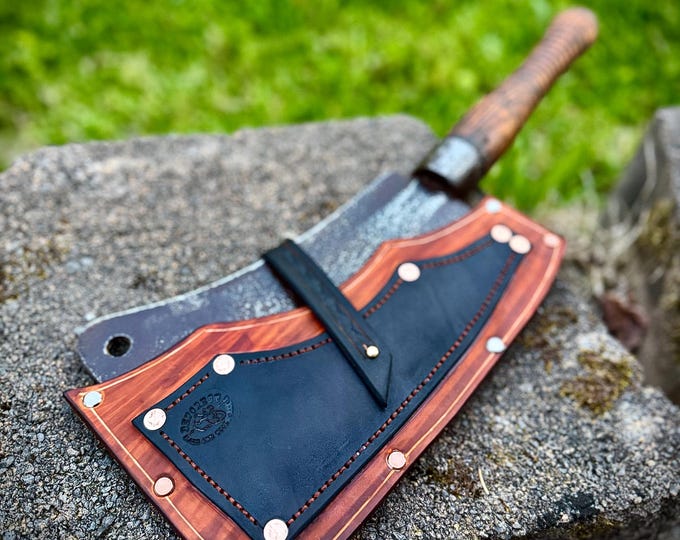 Vintage Beatty Hog Splitter with Handmade Leather Stacked Sheath