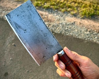 Vintage Asian Cleaver, Meat Butcher Tool, Culinary Cooking Blade