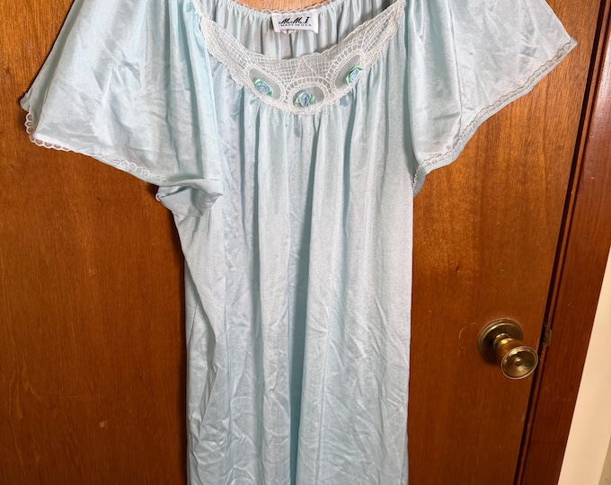 Vintage MMI Blue Nylon Floral Dress