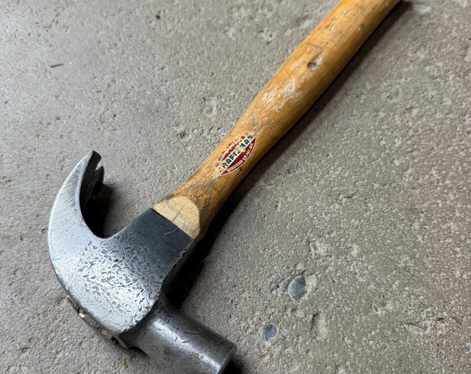 Vintage DL and W Railroad Claw Hammer Head, Craftsman Handle (Display Piece)