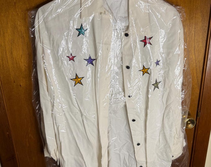 Vintage Women’s Cowgirl Western Star Button Up Dress Shirt