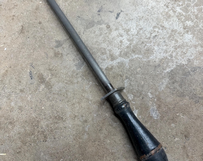 Vintage Capital Warranted Sharpening Rod, Black Wooden Handle