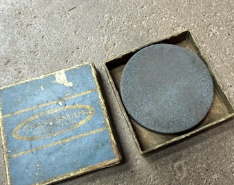 Early Vintage Craftsman 1970s Puck Handheld Sharpening Stone, Round, In Original Box