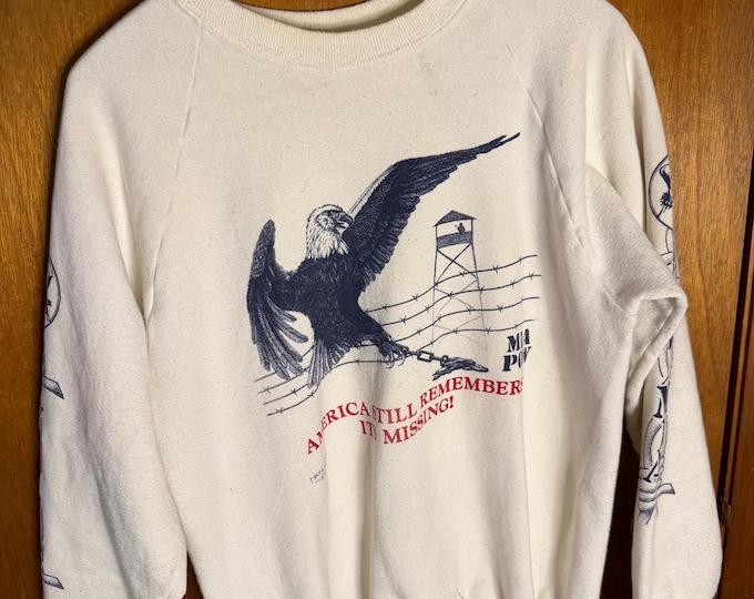 Vintage POWMIA Pullover Sweater, Fruit of the Loom Size Mens Large