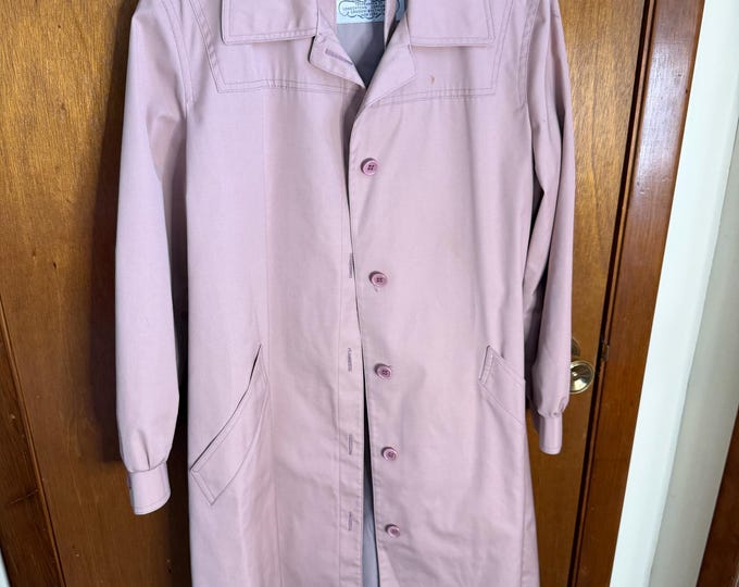 Vintage London Fog Long Pink Rain Coat Jacket, Women’s Size Medium