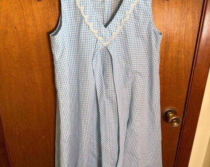 Vintage Blue Sleeveless Short Dress, Handmade