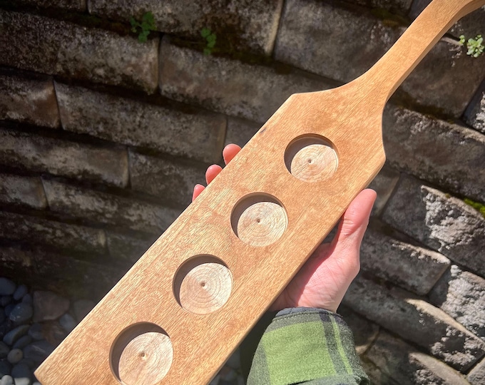 Handmade Butternut Wood Shot Flight Tray (Whiskey/Beer)