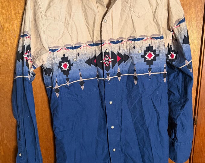 Vintage Cumberland Outfitters Size Men’s Small Western Aztec Print Button Up Long Sleeve Shirt