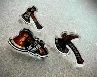 Set of 3 Axe Pins, Axe Throwing, Enamel Push Pin