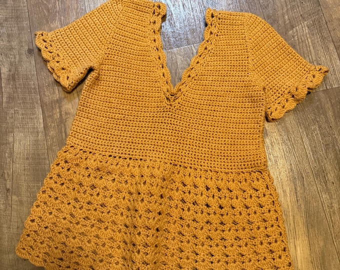 Vintage Size Large-XL Womens Crocheted Blouse Top, No Tag, Handmade