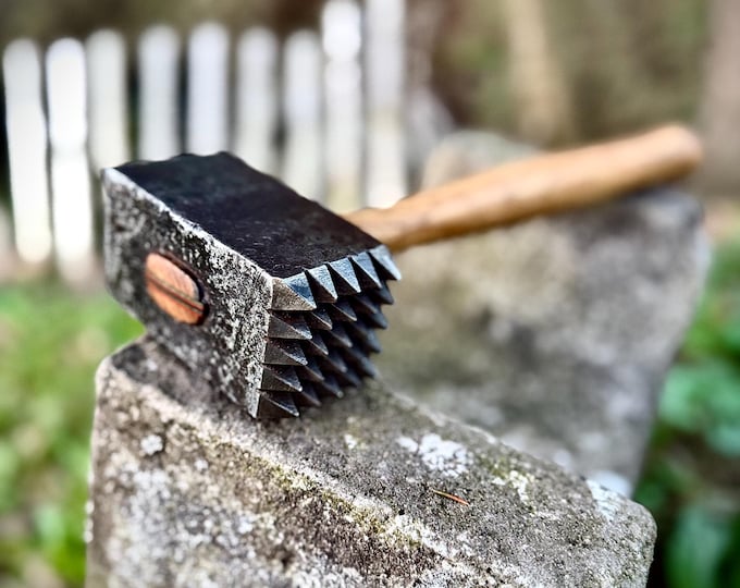 Vintage Restored Stone Bushing Hammer, with a Curly Hickory Handle
