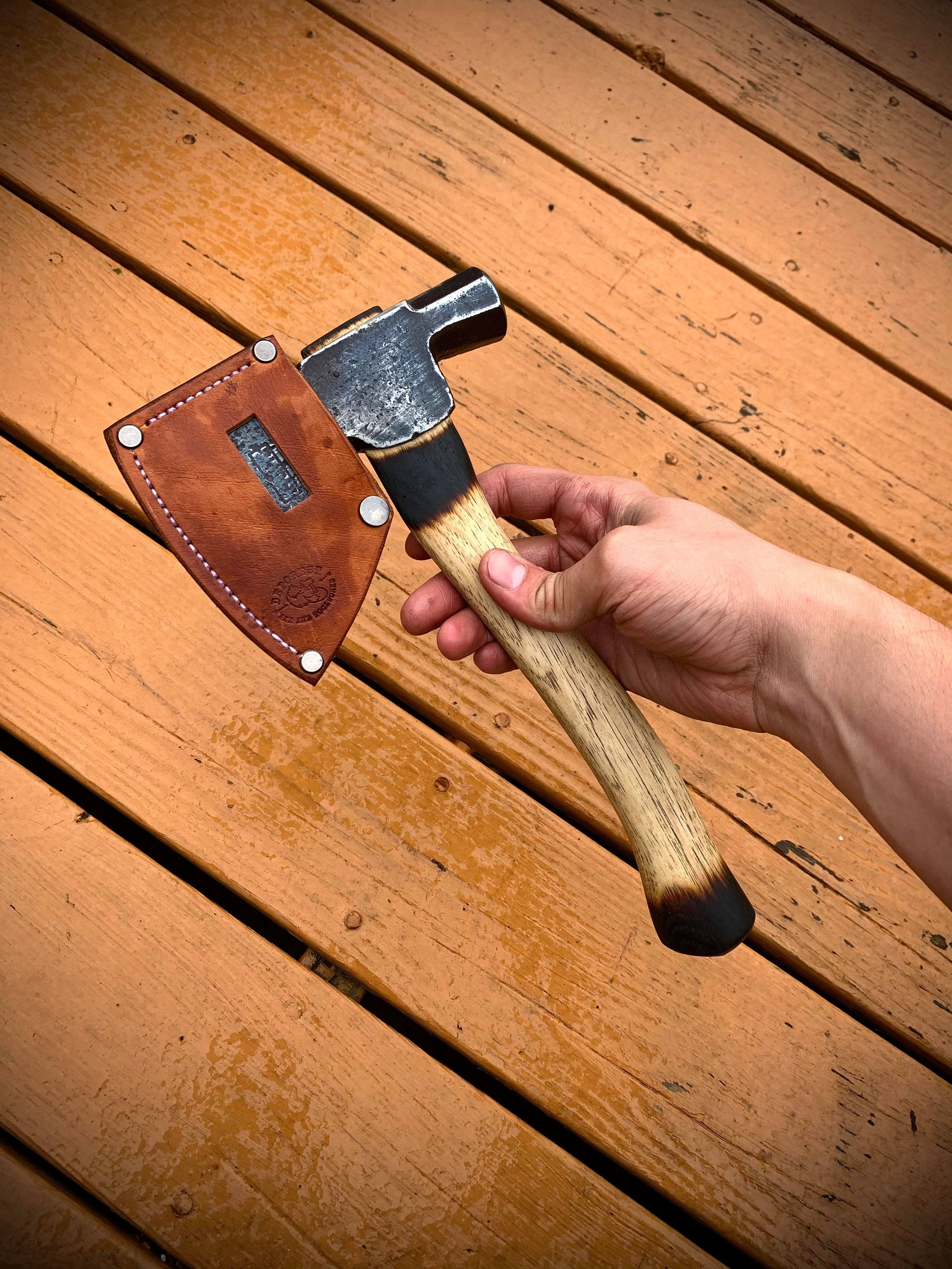 Vintage Plumb Victory Half Hatchet With Handmade Leather Sheath