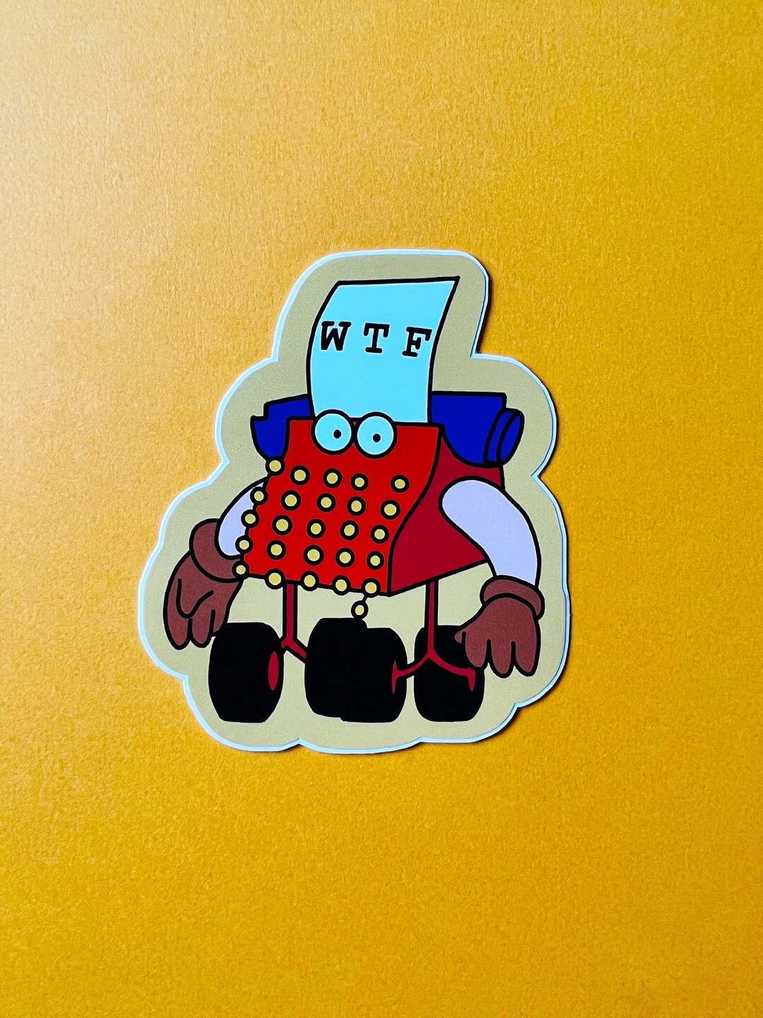 WTF Vinyl Sticker Sesame Street Typewriter Guy 80's Etsy