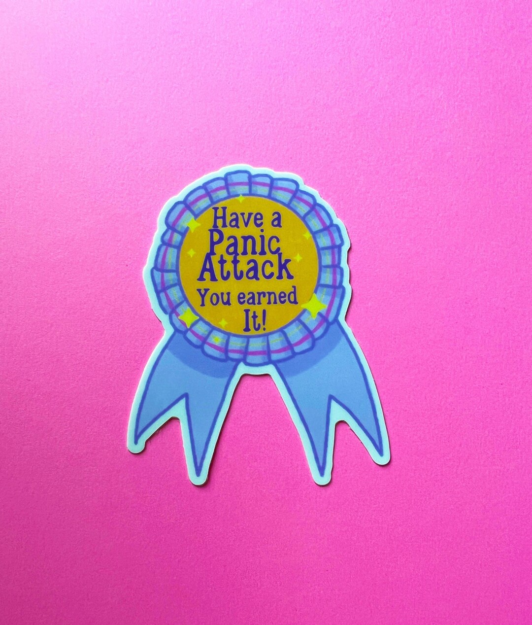 Panic Attack Badge Sticker Anxiety Ribbon Funny Stickers - Etsy
