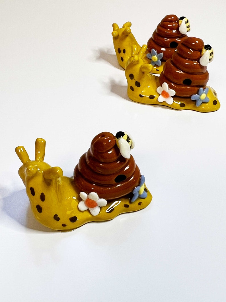 Beehive Shell Honey Handmade Clay Snail Bee Figurine - Etsy