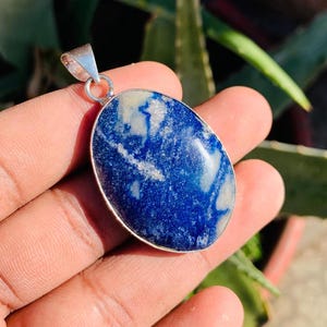 Dumortierit Anhänger Blau Dumortierit Halskette Blau Chakra Heilung Halsketten Blauer Anhänger Männer Geschenk Stein für Freundin für Freund