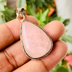 Rose Quartz Pendant Necklace – Genuine Crystal Healing Jewelry, Pink Stone Gift for Her, Heart Chakra, Boho Rose Quartz Jewelry