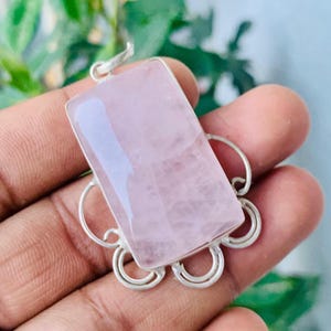 Rose Quartz Pendant Necklace – Healing Crystal Jewelry – Love & Heart Chakra Gift for Her.