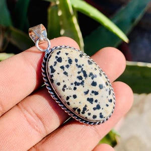 Dalmatian Jasper Pendant Necklace – Natural Stone Jewelry – Healing Crystal Necklace – Dalmatian Jasper Charm – Gift for Her – Boho Pendant.