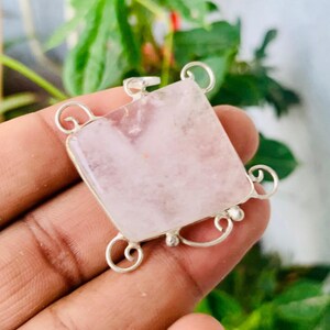 Rose Quartz Pendant Necklace: 925 Sterling Silver, Heart Chakra Healing