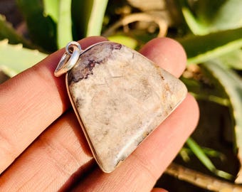 Collar con colgante de ágata de encaje hecho a mano: joyería bohemia de plata de ley